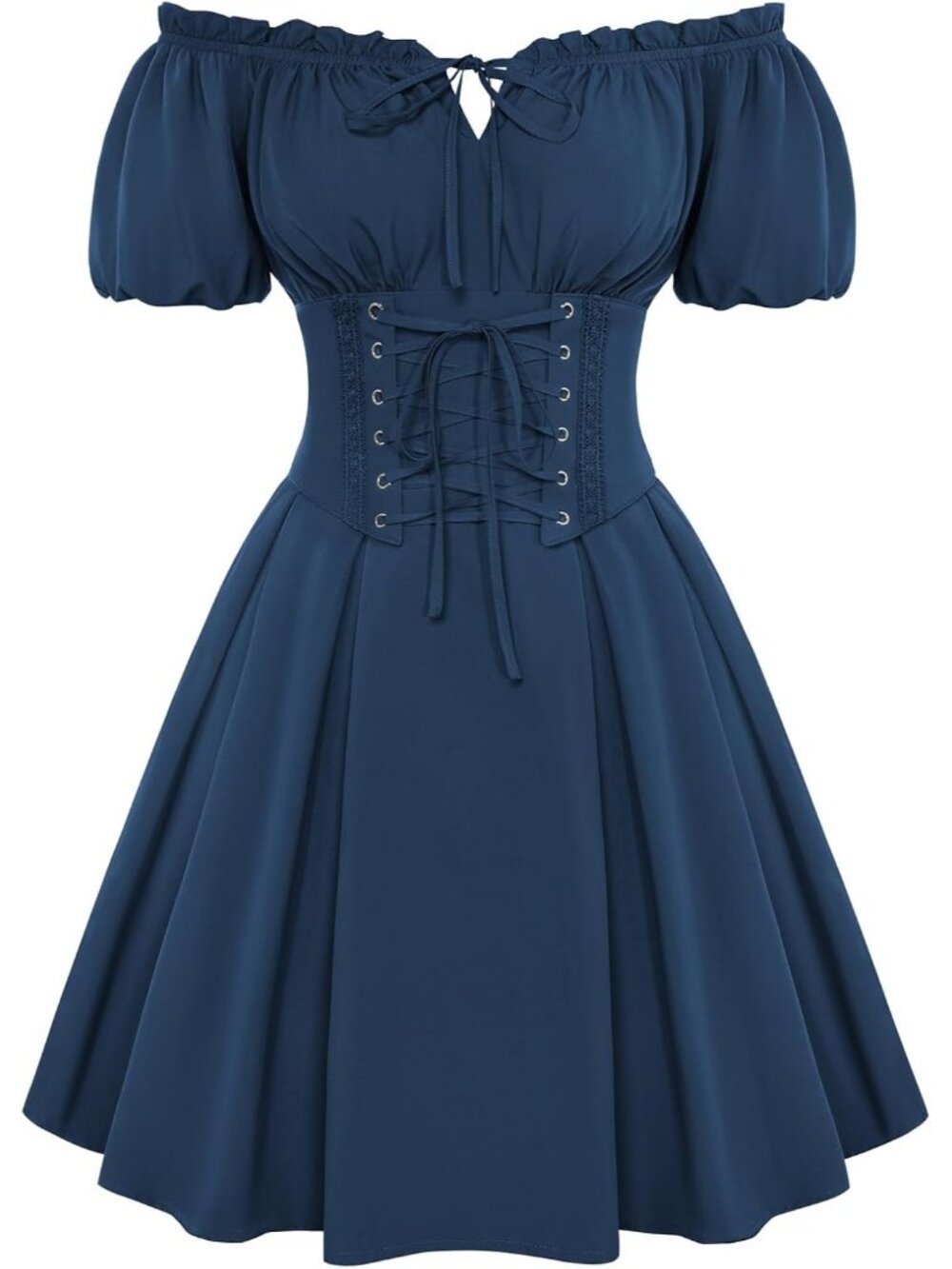 Women's Blue Renaissance Costume Corset Dress Mini Off Shoulder Fairy Dresses